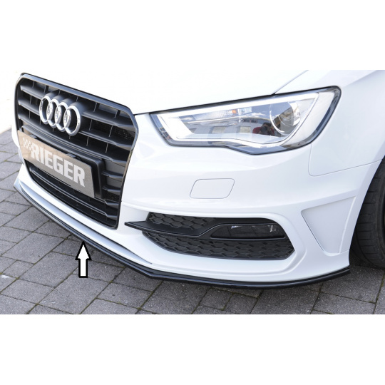 Rieger lipa pod přední nárazník pro Audi A3 S3 8V 3-dvéř. (hatchback 8V1), 5-dvéř. (sportback 8VA) před faceliftem, 05/13-08/16, plast ABS lakovaný do černé lesklé barvy Rieger lipa pod přední nárazník pro Audi A3 S3 8V 3-dvéř. (hatchback 8V1), 5-dvéř. (sportback 8VA) před faceliftem, 05/13-08/16, plast ABS lakovaný do černé lesklé barvy