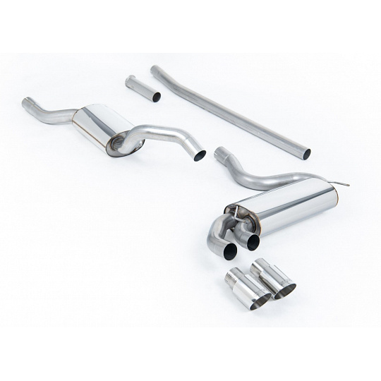 Milltek Sport Downpipe-back s rezonátorem (tišší) pro Audi Coupe UR quattro 10v Turbo 1981-1989, typ koncovek: GT leštěné Milltek Sport Downpipe-back s rezonátorem (tišší) pro Audi Coupe UR quattro 10v Turbo 1981-1989, typ koncovek: GT leštěné