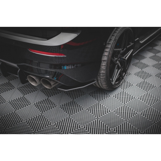 Maxton Design "Street Pro" boční difuzory pod zadní nárazník pro Volkswagen Golf R Mk8, plast ABS bez povrchové úpravy, s červenou linkou