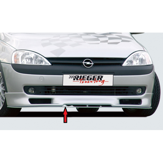 Rieger lipa pod přední nárazník Rieger pro Opel Corsa C 3-dvéř., 5-dvéř. před faceliftem, 09/00-05/03, plast ABS bez povrchové úpravy, "straight version"