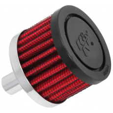 K&N univerzální odvětrávací filtr s vnějším průměrem 51 mm a výškou 38 mm, průměr vstupu 13 mm, délka vstupní příruby 22 mm, materiál Netkaná syntetická textilie, vrchlík gumový vrchlík