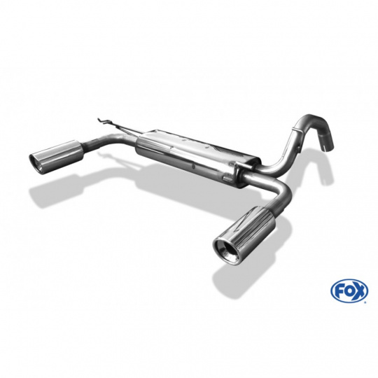 Fox Sportauspuff koncový tlumič výfuku s koncovkou 1x90 Typ 17 na obou stranách pro Toyota Yaris 2006- s motorem 1.0, 1.3, 1.4 D Fox Sportauspuff koncový tlumič výfuku s koncovkou 1x90 Typ 17 na obou stranách pro Toyota Yaris 2006- s motorem 1.0, 1.3, 1.4 D