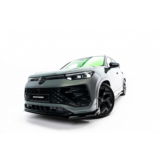 Maxton Design spoiler pod přední nárazník pro Volkswagen Tayron R-Line Mk1, černý lesklý plast ABS