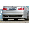 Rieger zadní nárazník pro BMW řada 3 E46 kabriolet, kupé, sedan po faceliftu, plast ABS bez povrchové úpravy, pro vozy bez parkovacího asistenta (PDC)