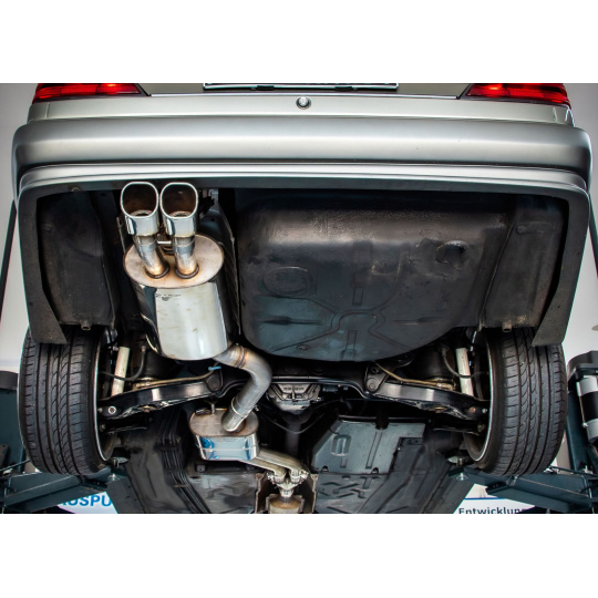 Fox Sportauspuff výfukový systém od katalyzátoru s koncovkou 2x93x79 Typ 70 pro Mercedes třída E W124 s motorem 2.3 l Fox Sportauspuff výfukový systém od katalyzátoru s koncovkou 2x93x79 Typ 70 pro Mercedes třída E W124 s motorem 2.3 l