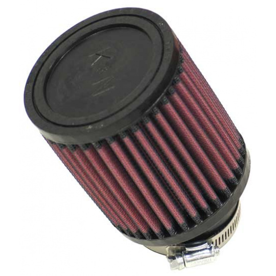 K&N univerzální kulatý filtr se vstupem 57 mm a výškou 102 mm, gumový vrchlík, vstupní příruba zahnutá (20°)