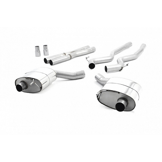 Milltek Sport výfukový systém cat-back dvojitý výstup bez rezonátoru (hlasitější) pro Ford Mustang 5.0 V8 GT (Fastback) 2015-2018, GT-100 titanově modré koncovky