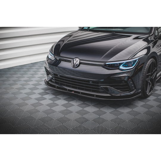 Maxton Design spoiler pod přední nárazník pro Volkswagen Golf R Mk8, černý lesklý plast ABS
