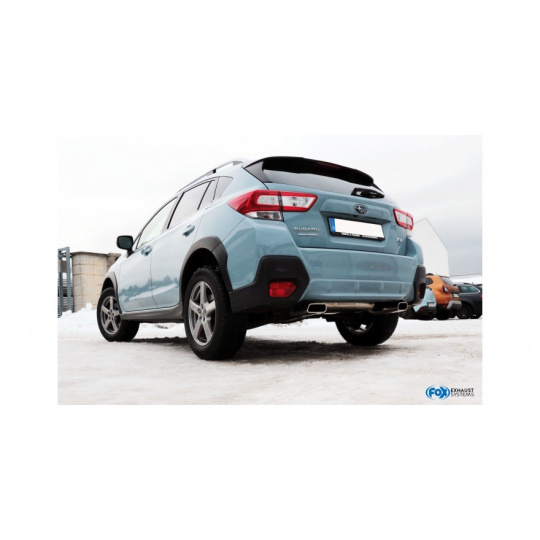 Fox Sportauspuff koncový tlumič výfuku s koncovkou 145x65 Typ 59 na obou stranách pro Subaru XV s motorem 1.6 Fox Sportauspuff koncový tlumič výfuku s koncovkou 145x65 Typ 59 na obou stranách pro Subaru XV s motorem 1.6