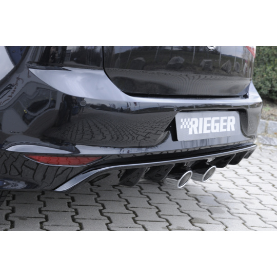 Rieger vložka zadního nárazníku pro R-Line zadní nárazník pro Volkswagen Golf 7 3-dvéř., 5-dvéř. před faceliftem, plast ABS lakovaný do černé lesklé barvy