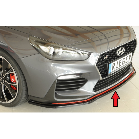 Rieger lipa pod přední nárazník pro Hyundai i30 N PDE 5-dvéř. (fastback), 5-dvéř. (hatchback), 07/17-, plast ABS lakovaný do černé lesklé barvy Rieger lipa pod přední nárazník pro Hyundai i30 N PDE 5-dvéř. (fastback), 5-dvéř. (hatchback), 07/17-, plast ABS lakovaný do černé lesklé barvy