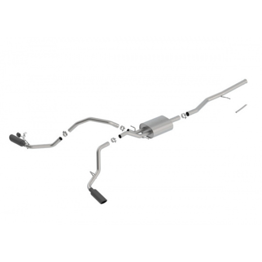 Borla Cat-Back výfukový systém "ATAK" typ 36 s koncovkami na boku pro Chevrolet Silverado 1500 5,3l CC/SB 78,7", WB 153", r.v. od 14-18, typ koncovek: černé Borla Cat-Back výfukový systém "ATAK" typ 36 s koncovkami na boku pro Chevrolet Silverado 1500 5,3l CC/SB 78,7", WB 153", r.v. od 14-18, typ koncovek: černé