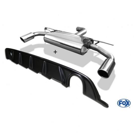 Fox Sportauspuff koncový tlumič výfuku s koncovkou 1x100 Typ 16 na obou stranách pro Volkswagen Golf VII 2017- s motorem 1.0 (DKRF), 1.5, s víceprv. ZN, vč. Rieger diff. (carbon-look)
