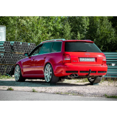 Fox Sportauspuff koncový a středový tlumič včetně Y-adaptéru pro připojení na originální downpipe s koncovkou 2x90 Typ 24 dvojitá pro Audi S4 B5 s motorem 2.7 Fox Sportauspuff koncový a středový tlumič včetně Y-adaptéru pro připojení na originální downpipe s koncovkou 2x90 Typ 24 dvojitá pro Audi S4 B5 s motorem 2.7