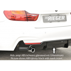 Rieger vložka zadního nárazníku pro BMW řada 4 F32, F33, F36 coupe (3-dvéř.), gran coupe (5-dvéř.), kabriolet vč. faceliftu, plast ABS bez povrchové úpravy, pro orig. koncovku vlevo