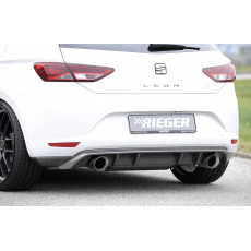 Rieger spoiler pod zadní nárazník pro Seat Leon 5F 3-dvéř. (sc), 5-dvéř. před faceliftem r.v. 10/12-12/16, plast ABS s povrchovou úpravou Carbon-Look, pro sportovní koncovky na obou stranách 100 mm
