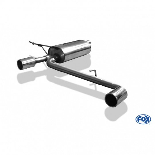 Fox Sportauspuff koncový tlumič výfuku s koncovkou 1x90 Typ 12 na obou stranách pro Dacia Duster 4x2 2012- s motorem 1.2 TCe