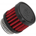 K&N univerzální odvětrávací filtr s vnějším průměrem 35 mm a výškou 29 mm, průměr vstupu 19 mm, délka vstupní příruby 11 mm, materiál Netkaná syntetická textilie, vrchlík gumový vrchlík
