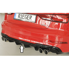 Rieger vložka zadního nárazníku pro Audi A3 8V 3-dvéř. (convertible 8V7), 5-dvéř. (sedan 8VS) po faceliftu, plast ABS lakovaný do černé lesklé barvy, pro sportovní koncovky na obou stranách 4x90 mm