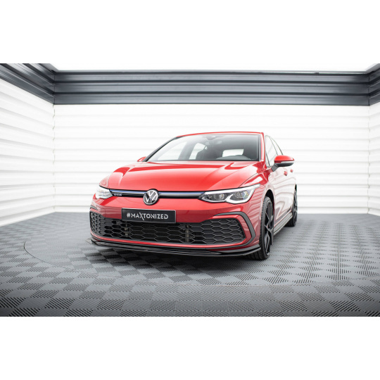 Maxton Design spoiler pod přední nárazník ver.5 pro Volkswagen Golf R-Line Mk8, černý lesklý plast ABS