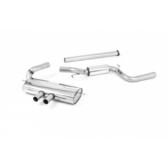 Milltek Sport výfukový systém cat-back částečně rezonovaný (bez předního rezonátoru, se středním rezonátorem) pro Ford Focus Mk3 ST 2.0l EcoBoost 5-dvéř. Hatchback 2012-2018, černé koncovky