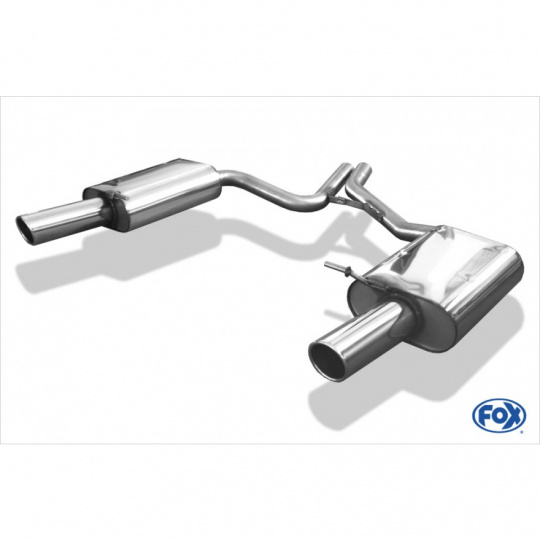 Fox Sportauspuff koncový tlumič výfuku s koncovkou 1x90 Typ 16 na obou stranách pro Seat Exeo 2,0l TFSI s motorem 2.0