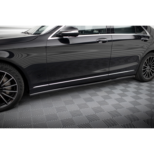 Maxton Design difuzory pod boční prahy pro Mercedes třída S W222 Standard, černý lesklý plast ABS, vč. Facelift