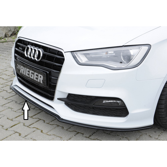 Rieger lipa pod přední nárazník pro Audi A3 S3 8V 3-dvéř. (convertible 8V7), 5-dvéř. (sedan 8VS) před faceliftem, 05/13-08/16, plast ABS lakovaný do černé lesklé barvy