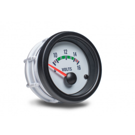 Autogauge palubní přístroj - voltmetr s bílým podkladem