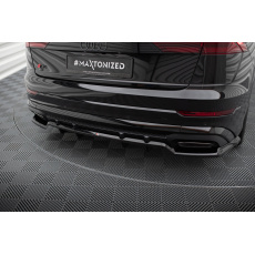 Maxton Design středový spoiler pod zadní nárazník s žebrováním pro Audi SQ8 Mk 1 FL, černý lesklý plast ABS