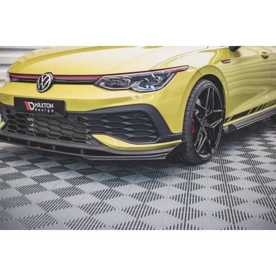 Maxton Design rohové spoilery pod přední nárazník pro Volkswagen Golf GTI Mk8, černý lesklý plast ABS, Clubsport