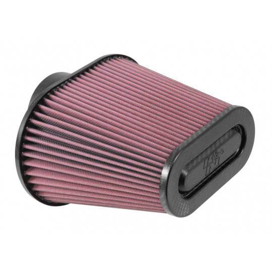K&N univerzální oválný zkosený filtr se vstupem 94 mm a výškou 178 mm, karbonový vrchlík
