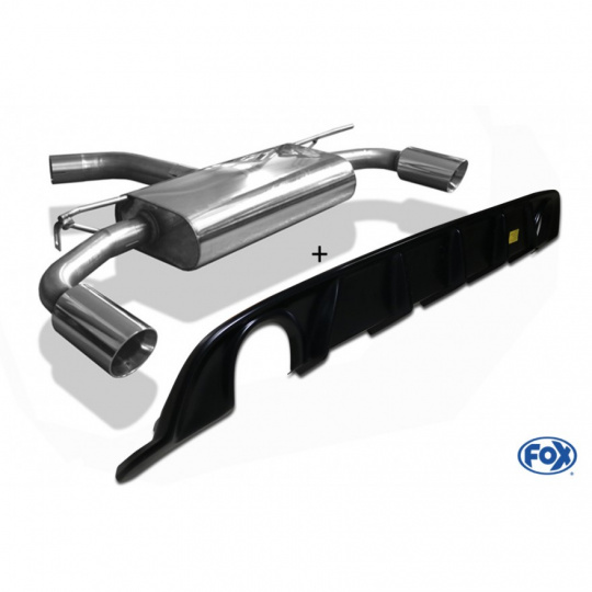 Fox Sportauspuff koncový tlumič výfuku s koncovkou 1x114 Typ 25 na obou stranách pro Volkswagen Golf VII 2017- s motorem 1.0 (DKRF), 1.5, s pevnou ZN, vč. Rieger diff. (černý matný)