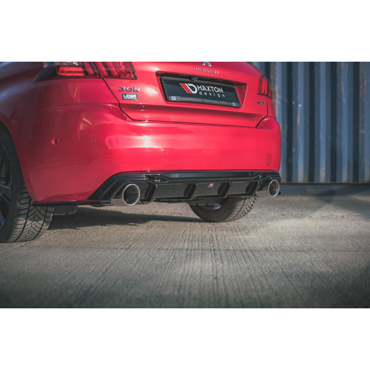 Maxton Design boční difuzory pod zadní nárazník pro Peugeot 308 GT Mk Facelift, černý lesklý plast ABS