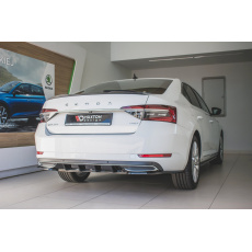 Maxton Design vložka zadního nárazníku pro Škoda Superb Mk3 FL Facelift, černý lesklý plast ABS pro Sportline / L&K verzi