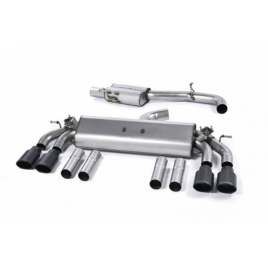 Milltek Sport homologovaný výfuk cat-back GPF Back s rezonátorem pro Audi S3 2.0 TFSI quattro Sedan/Cabrio 8V.2 (s GPF) 2019-2020, Dvojité oválné černé koncovky