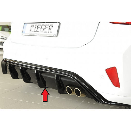 Rieger vložka zadního nárazníku pro Ford Focus 4 ST 5-dvéř. (hatchback), plast ABS lakovaný do černé lesklé barvy