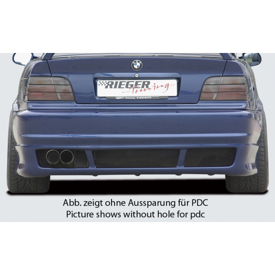 Rieger zadní nárazník pro BMW řada 3 E36 kabriolet, kupé, sedan, touring, plast ABS bez povrchové úpravy, pro vozy s parkovacím asistentem (PDC)