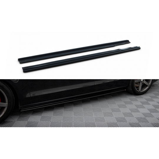 Maxton Design difuzory pod boční prahy pro Audi A8 D4, černý lesklý plast ABS