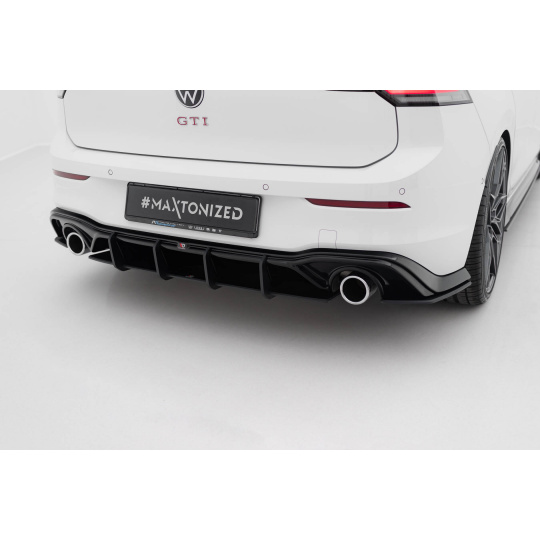 Maxton Design "Street Pro" difuzor zadního nárazníku v.3 pro Volkswagen Golf GTI Mk8, Mk8 Facelift, plast ABS bez povrchové úpravy, s červenou linkou