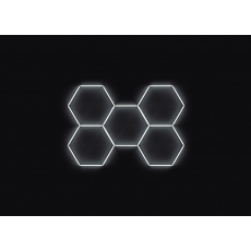 Kompletní LED hexagonové svítidlo bílé 6500 K, rozměr: 5 elementů 238 x 168 cm Kompletní LED hexagonové svítidlo bílé 6500 K, rozměr: 5 elementů 238 x 168 cm