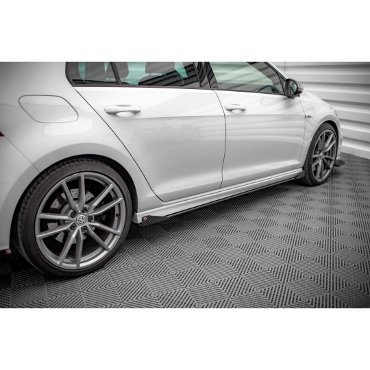 Maxton Design "Street Pro" difuzory pod boční prahy s křidélky pro Volkswagen Golf R Mk7, plast ABS bez povrchové úpravy, s červenou linkou