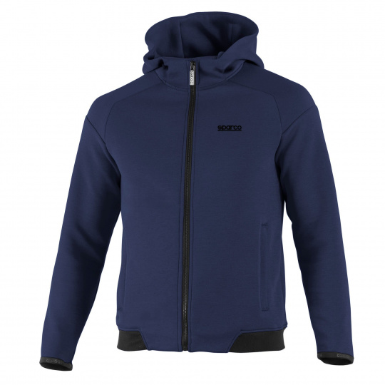 Sparco mikina se zipem a kapucí, barva: modrá, velikost: XL