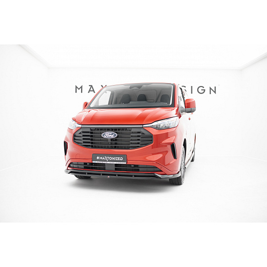 Maxton Design spoiler pod přední nárazník ver.2 pro Ford Transit Custom Mk2, černý lesklý plast ABS