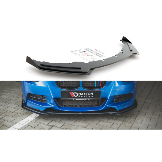 Maxton Design "Racing durability" spoiler pod přední nárazník s rohovými splittery pro BMW řada 1 F20 M135I, plast ABS bez povrchové úpravy, s červenou linkou