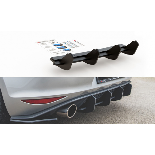 Maxton Design "Racing durability" zadní difuzor ver.2 pro Volkswagen Golf GTI Mk7, plast ABS bez povrchové úpravy, s červenou linkou