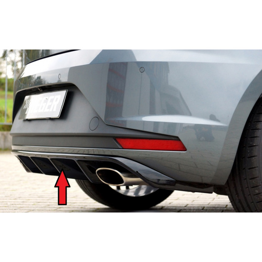 Rieger vložka zadního nárazníku pro Seat Leon Cupra 5F 3-dvéř. (sc), 5-dvéř. před faceliftem, plast ABS bez povrchové úpravy, plast ABS lakovaný do černé lesklé barvy