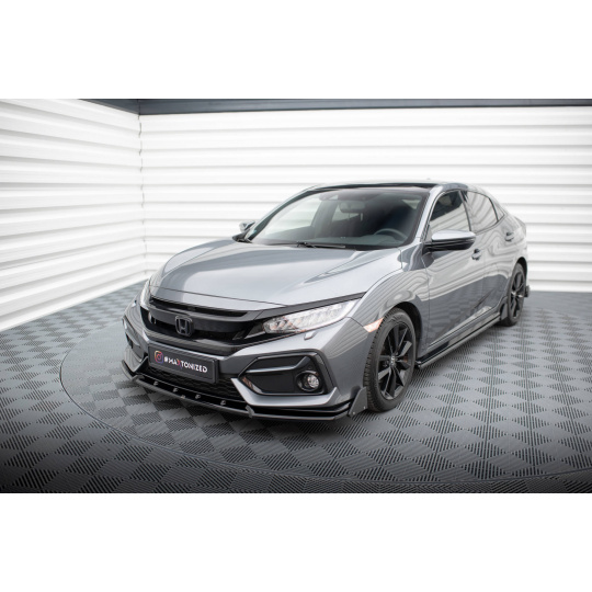 Maxton Design spoiler pod přední nárazník s křidélky pro Honda Civic Mk10 Sport, černý lesklý plast ABS