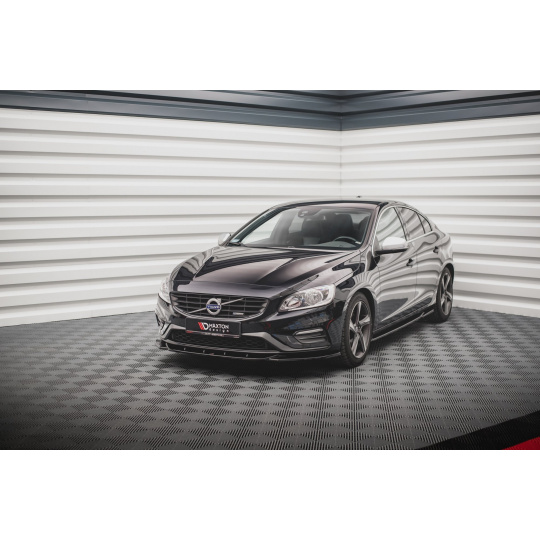 Maxton Design spoiler pod přední nárazník ver.2 pro Volvo S60 Mk2 Facelift, černý lesklý plast ABS, R-Design