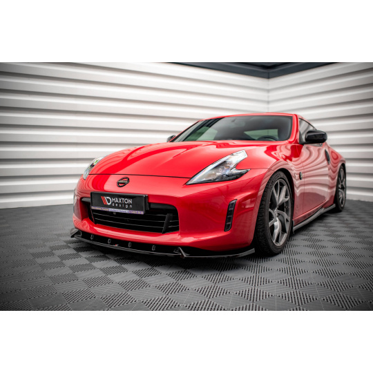 Maxton Design spoiler pod přední nárazník ver.3 pro Nissan 370Z Facelift, černý lesklý plast ABS